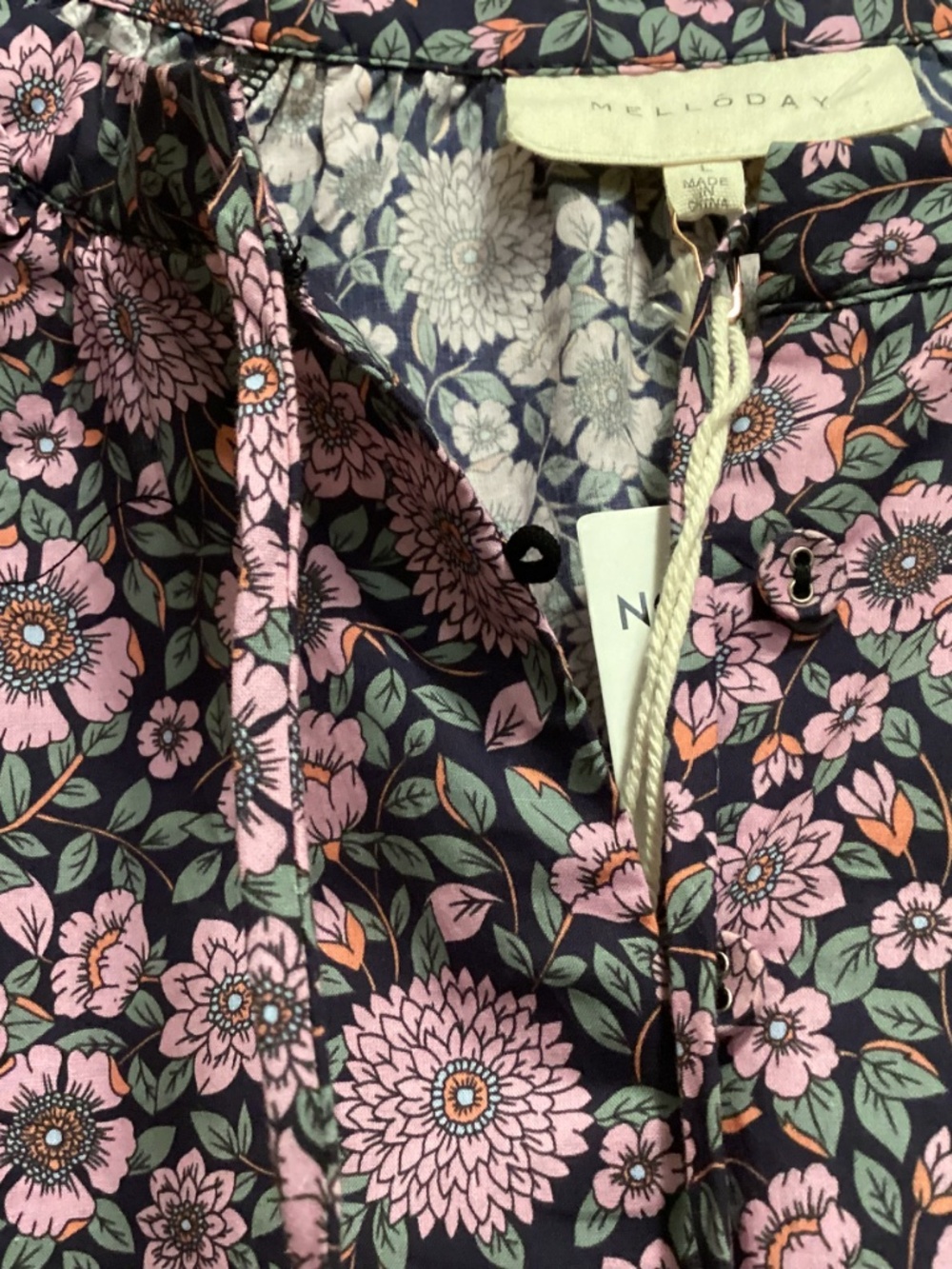 MELLODAY Floral Poplin Shift Dress, size L - Picture 7 of 9